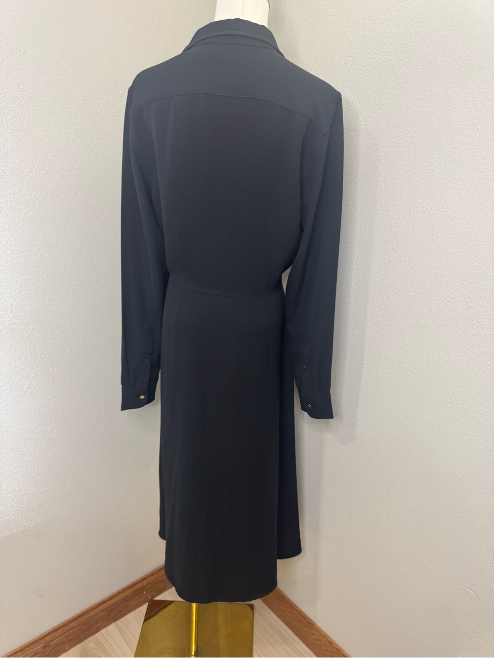Lauren Ralph Lauren Black Long Sleeve Tie Waist Shirt Dress Size 10 - Picture 9 of 10